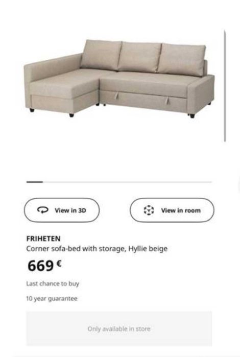 Sofá-cama FRIHETEN com arrumação