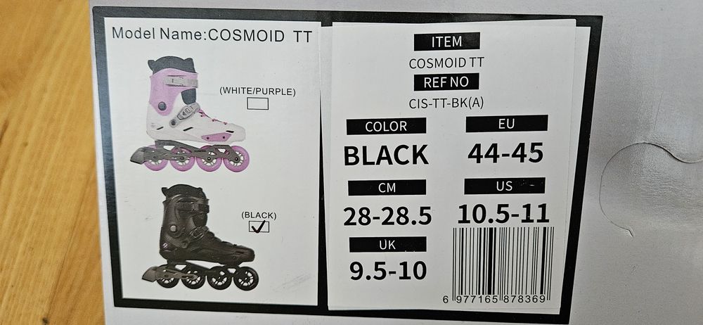 Ролики Cosmoid TT чорні нові, розмір EU 44-45 (US 10.5-11)