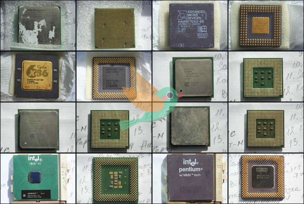 Лот ретро-процессоров (8 шт): 486, Pentium MMX, Cyrix 6x86 и др.