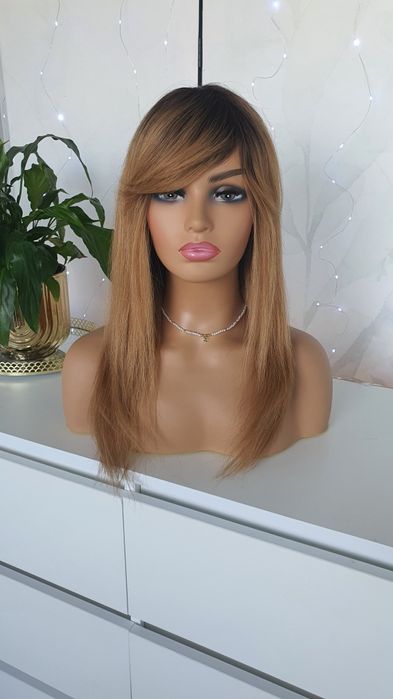 Peruka z włosów naturalnych w 100% blond grzywka Carmen