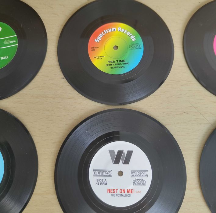 6 Bases de Copos Vinyl CD DJ Retro