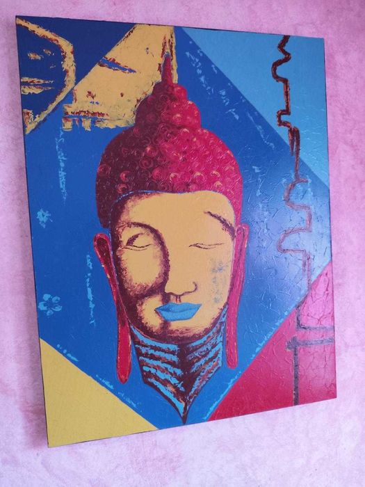 Tela de buda, pintada a óleo.