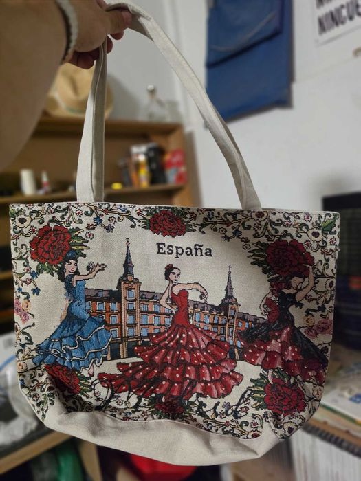 Saco de pano España com estampado de flamenca e Madrid