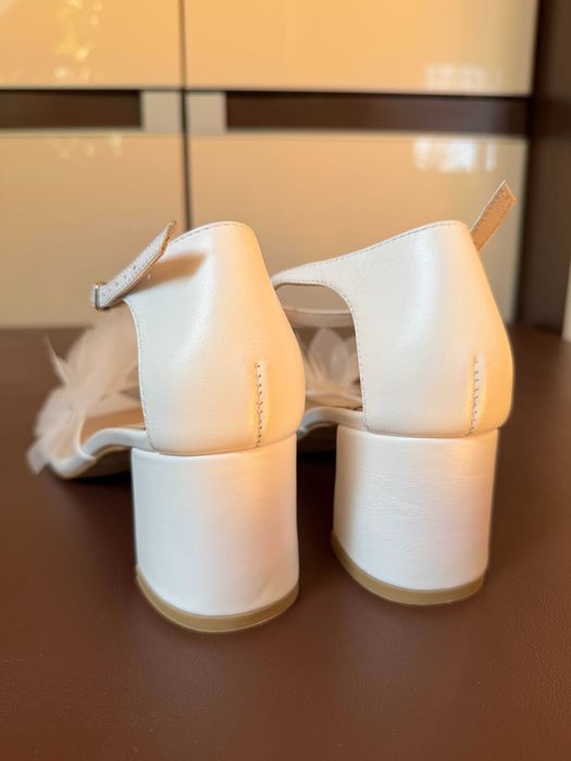 Buty ślubne ręcznie szyte, ze zdobieniami - słupek 5,5cm, rozmiar 40