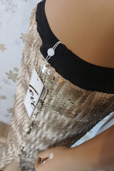 Nowa z metką spódnica długa/maxi beżowe w cekiny, Love Copenhagen M