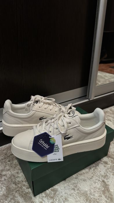 Оригінальні жіночі кеди Lacoste L001 Platform (Крем/Off-white)