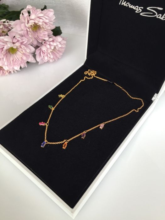 Знижка! Thomas Sabo срібне кольє позолочене з кристалами