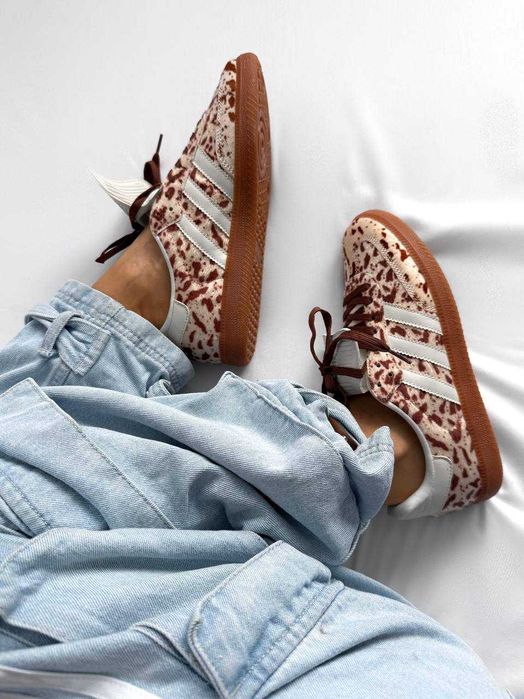 Женские кроссовки Adidas Samba LT Cow Print Brown White 36-41 Хит! Топ