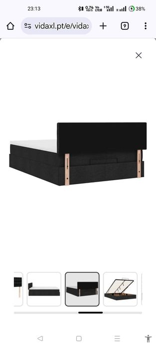 Cama Otomana Casal (140x190) NOVA NA CAIXA + Colchão – Cinza Escuro