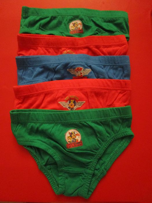 Conjunto de 5 cuecas para criança (Tamanho 2 Anos) da Patrulha Pata