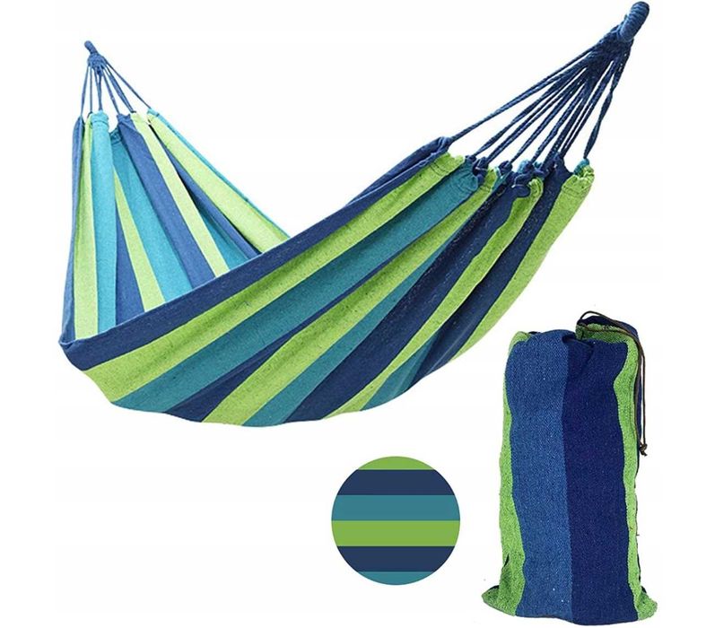 MOCNY HAMAK OGRODOWY 1-osobowy bujak huśtawka + pokrowiec 200x70 CM