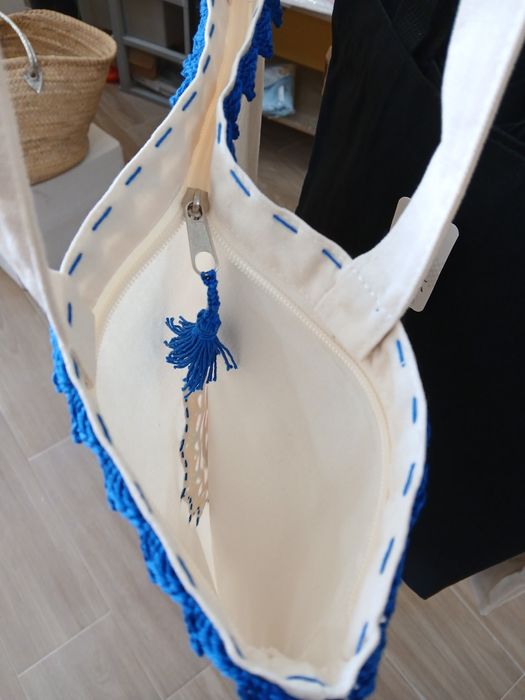 Saco de tecido com croché