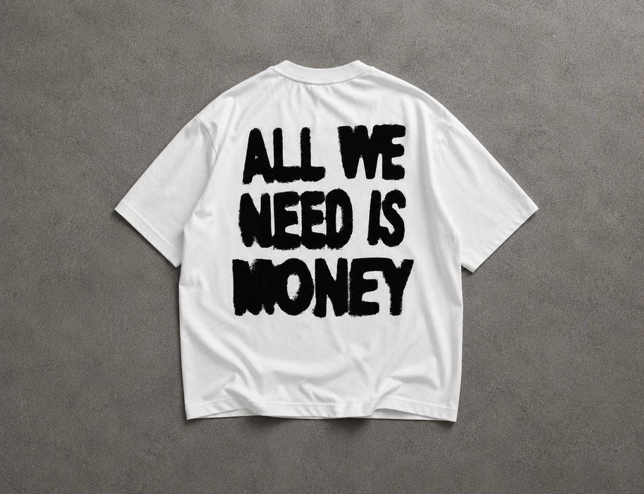 Biała koszulka oversize graphic Tee z napisem na plecach Y2K streetwear unisex boxy fit