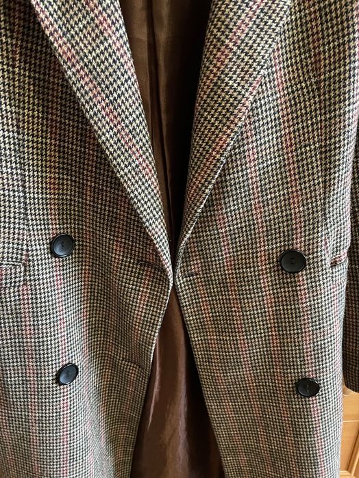 Пряме пальто в гусячу лапку