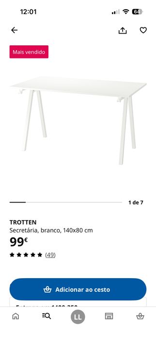 Secretária IKEA TROTTEN 140×80 cm – Excelente estado