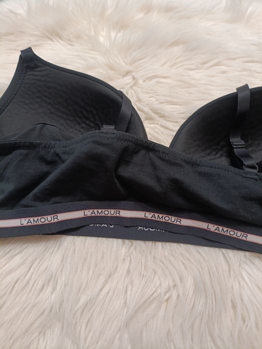 Czarny sportowy biustonosz usztywniany L'amour 85B h&m