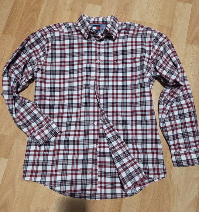 Koszula Tommy Hilfiger 16 XL (bordowa kratka)