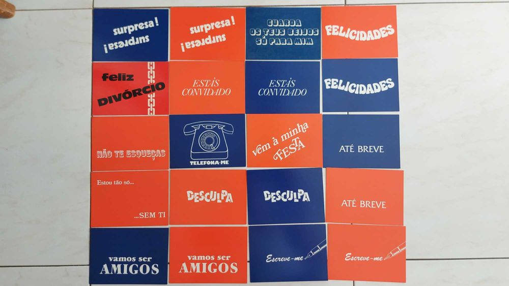 Cartões postais e cartões com frases