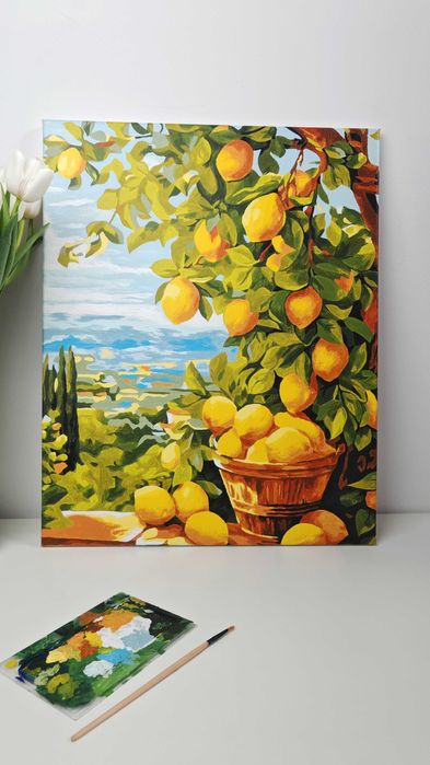 Obraz akrylowy cytryny 40x50 – ręcznie malowany, płótno