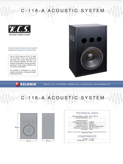 COLUNA DE SOM KCS ( coluna de som de cinema )