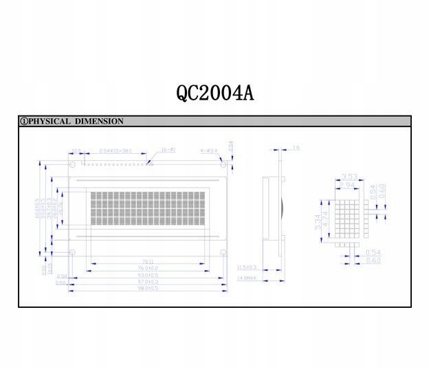 Wyświetlacz LCD 4x20 2004 niebieski