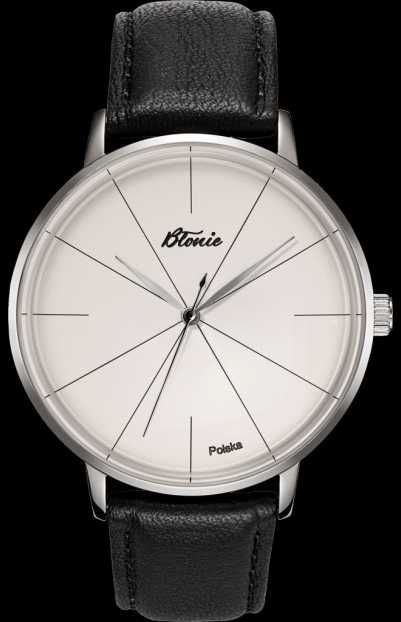 Zegarek męski BŁONIE ZODIAK ZEBRA Biała tarcza Skórzany pasek 42 mm