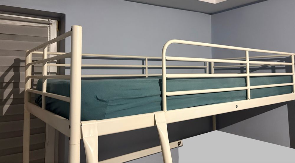 Łóżko piętrowe 90x200 biale rama ikea