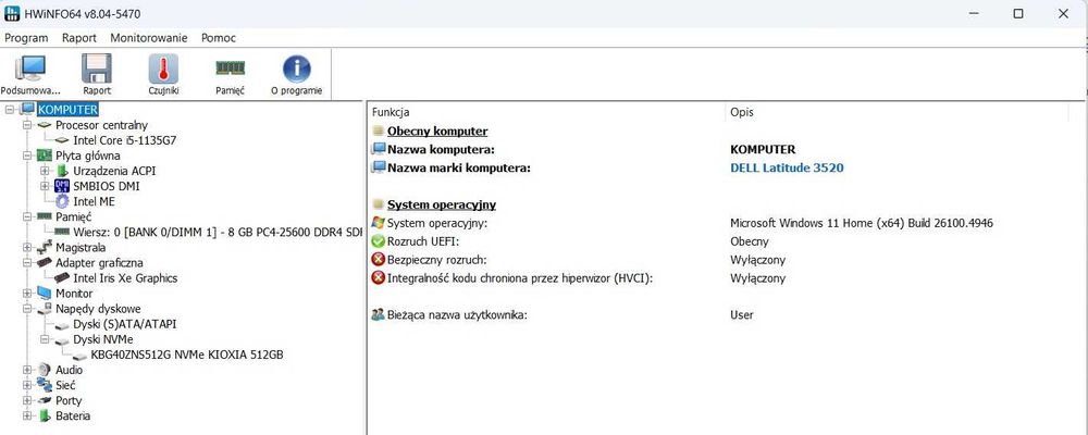Laptop DELL LATITUDE 3520 i5-11th  WIN11 - za 1/5-6  ceny  nowego.