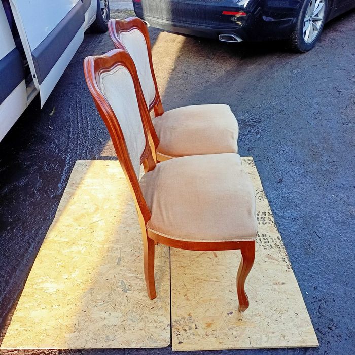 Krzesła Medaliony Tapicerowane kpl. 2 Stylowe Krzesła Drewniane