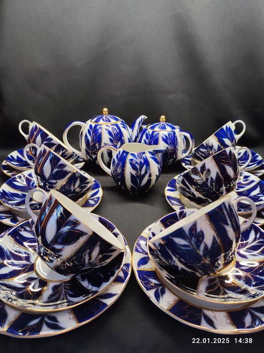 Чайный сервиз Зимний вечер ЛФЗ, Букет Барановка. СССР ретро, винтаж.