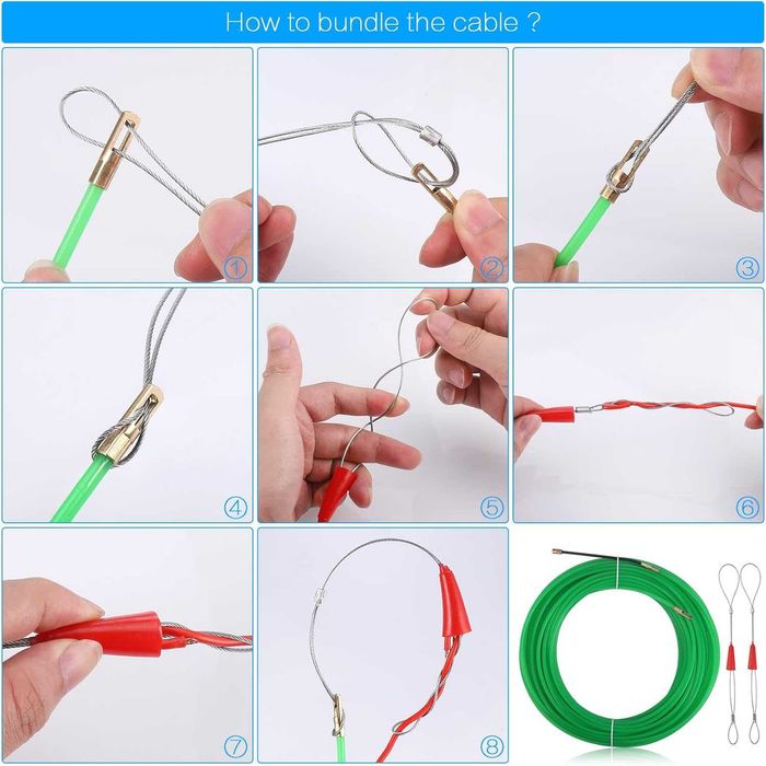 Zocipro Ściągacz drutu z taśmą rybną 20 m przez ścianę