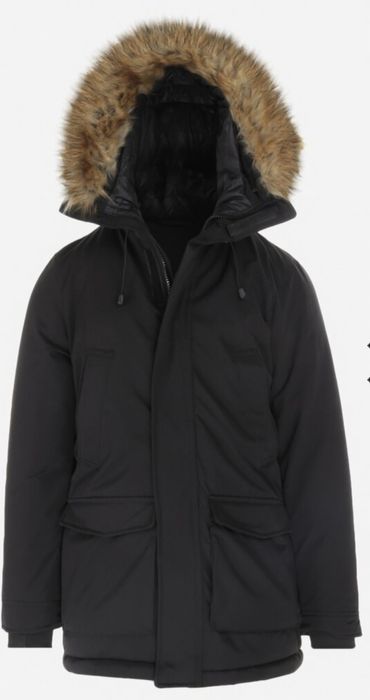 Parka z kapturem z futerkiem meska