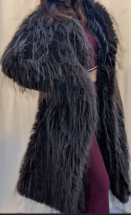 Sztuczne futro długie lama ciemny brąz do 120 w biuście rozmiar uniwer
