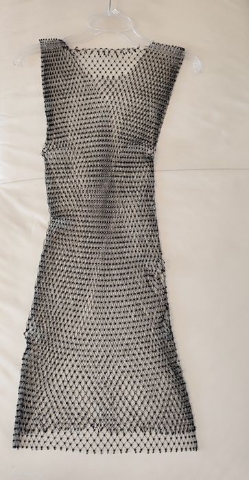 Błyszcząca Glamour siateczkowa sukienka narzutka plażowa z cyrkoniami