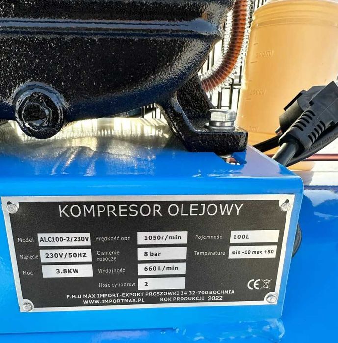 Компресор 100 літрів Ремінний AL-FA ALC100-2 3.8 кВт 660л/м 2 цилінди