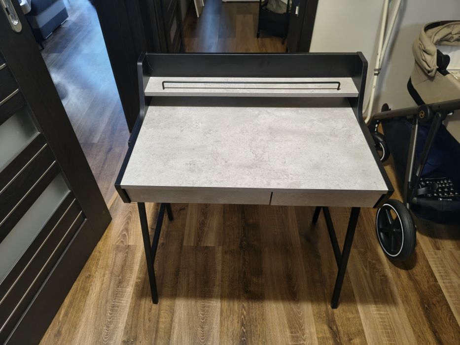 BIURKO Loft Z Szufladami BORR Betonowe Z Czarnym Stelażem