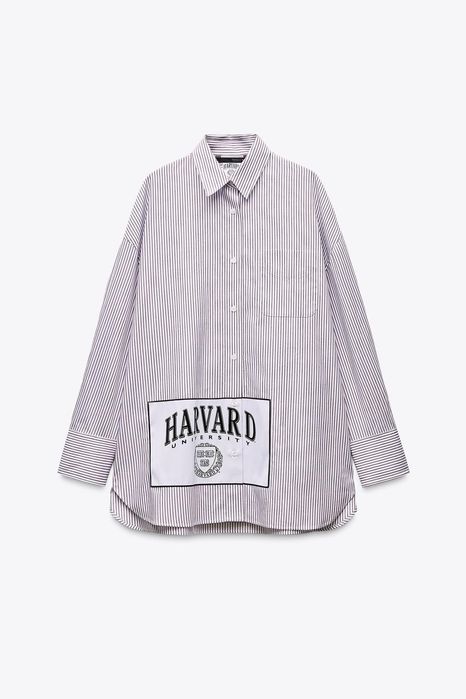 Сорочка оверсайз zara harvard university із нашивкою