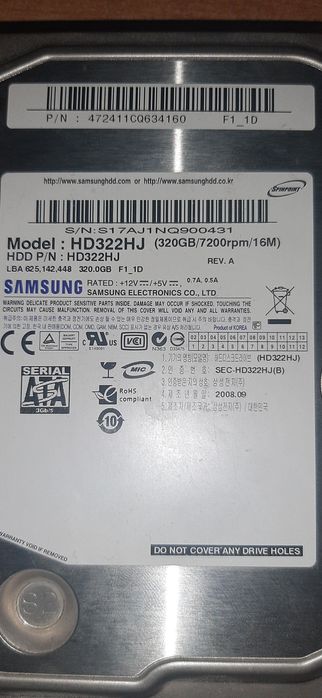 HDD 320GB Samsung   2 шт.