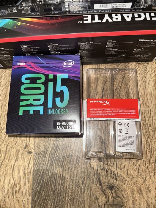 Комплект i5 9600k , gigabyte z390 , 16gb ddr4 2666 2x8gb, msi frozr L