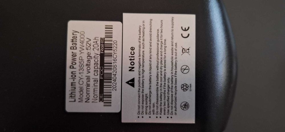 Bateria Litio para E-Bike 20Ah 52V