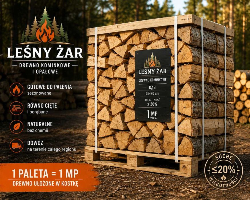 LEŚNY ŻAR - Drewno kominkowe  PREMIUM | Dostawa |