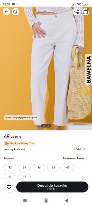 Nowe spodnie damskie Sinsay r.38 Balloon Fit