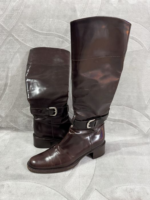 Truman's Handmade Leather High Boots Heel Brown 38 skórzane wysokie kozaki na obcasie