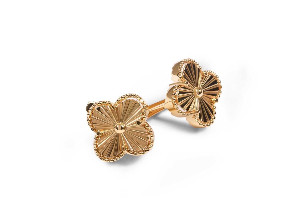 Женские серьги клевер из желтого золота