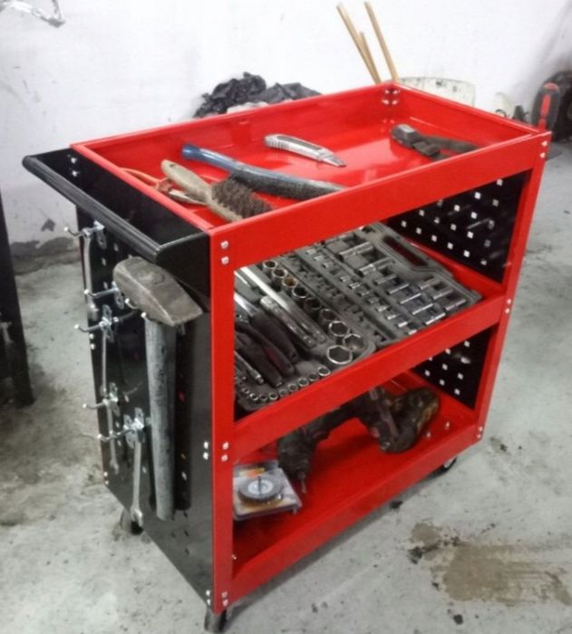 Wózek Warsztatowy Narzędziowy Szafka 3 Półki Ścianki Sherman Solidny