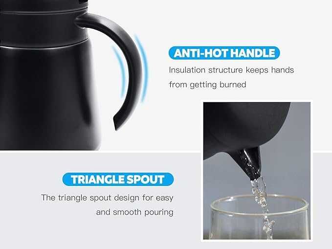 Luvan Dzbanek termiczny 800 ml, karafka termiczna ze stali nierdzewnej