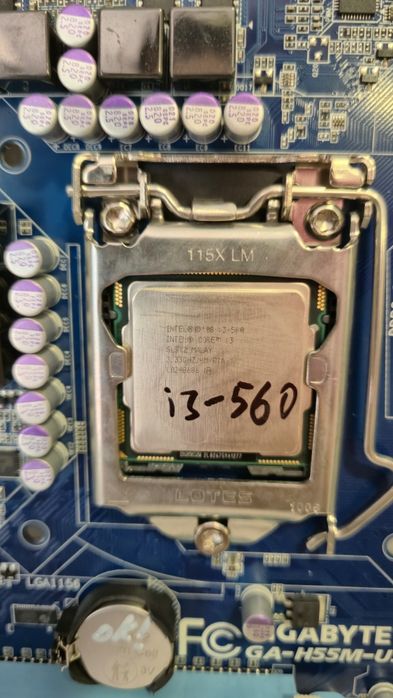 Комплект материнська плата Gigabyte GA-H55M-USB3 + Intel core i3-560, s1156, 4xddr3, USB 3.0. VGA/DVI/HDMI/DP