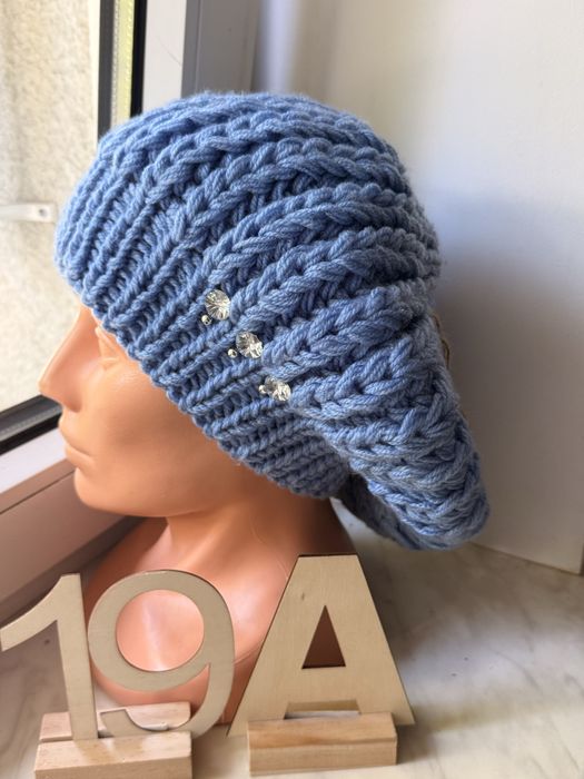 Beret handmade zimowy xl