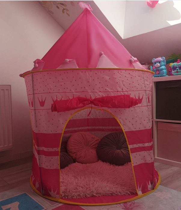 Namiot dla dzieci zamek domek do domu i ogrodu różowy duży