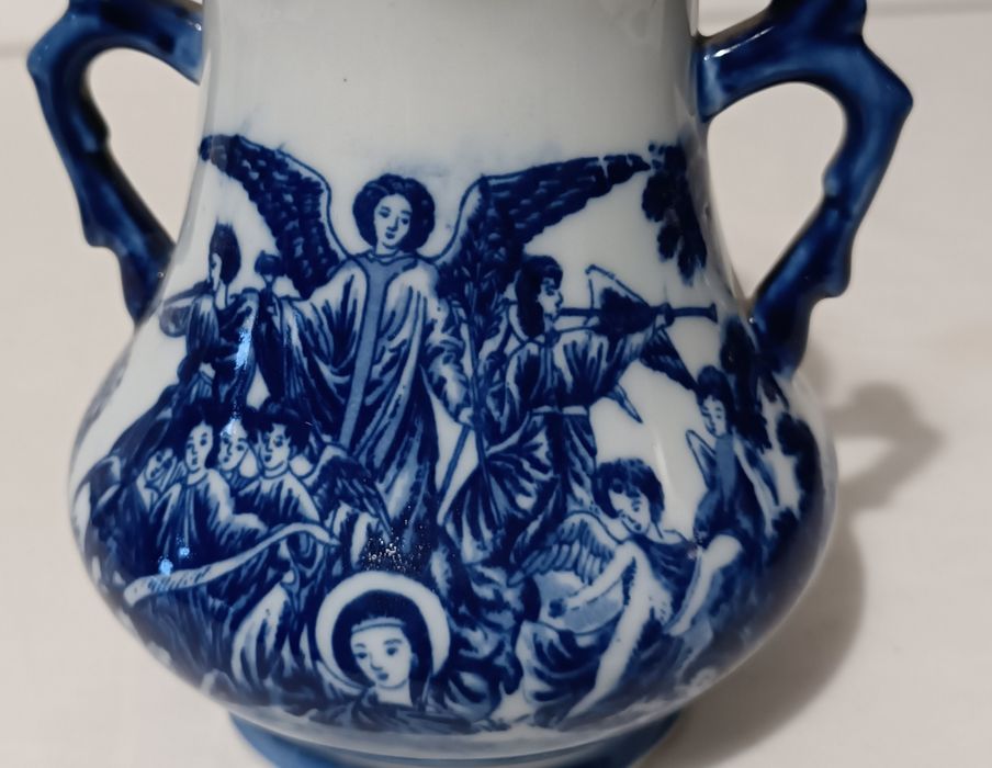 Pote Jarra Porcelana Antiga. Anjos azuis